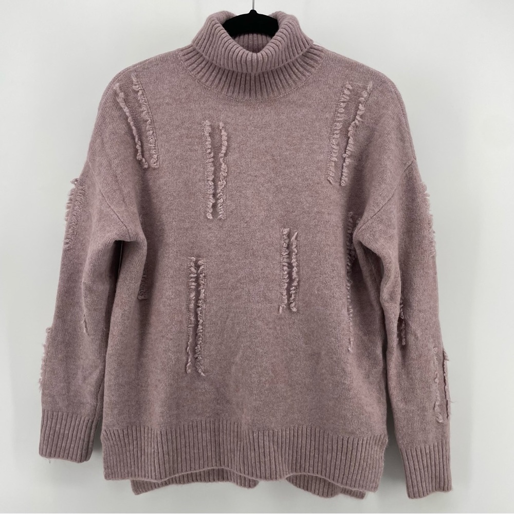 Esqualo Blush Pink Turtleneck Fringe Sweater XS